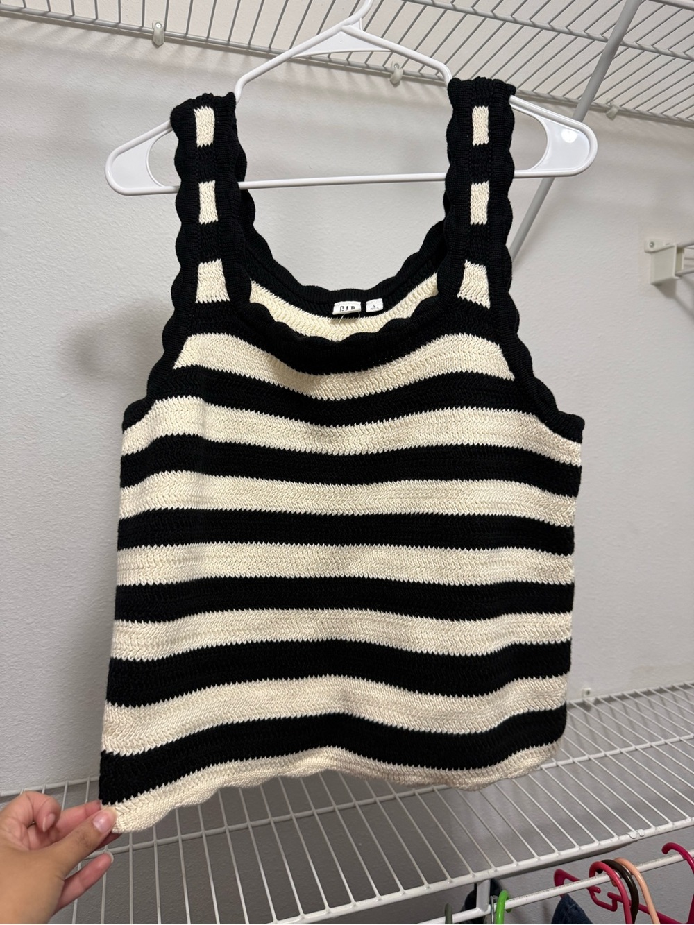GAP Striped Knit Tank Top - Black & Cream